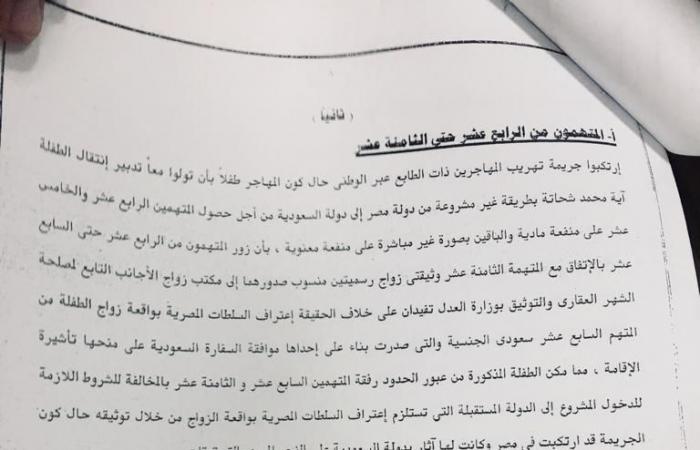 النص الكامل لإحالة 40 متهما فى أكبر قضية "للاتجار بالبشر" لمحكمة الجنايات.. المتهمون كونوا عصابة دولية لتسهيل الدعارة تحت مسمى الزواج العرفى.. وآباء الضحايا باعوا بناتهم للأجانب من أجل المال