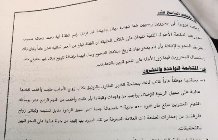 النص الكامل لإحالة 40 متهما فى أكبر قضية "للاتجار بالبشر" لمحكمة الجنايات.. المتهمون كونوا عصابة دولية لتسهيل الدعارة تحت مسمى الزواج العرفى.. وآباء الضحايا باعوا بناتهم للأجانب من أجل المال