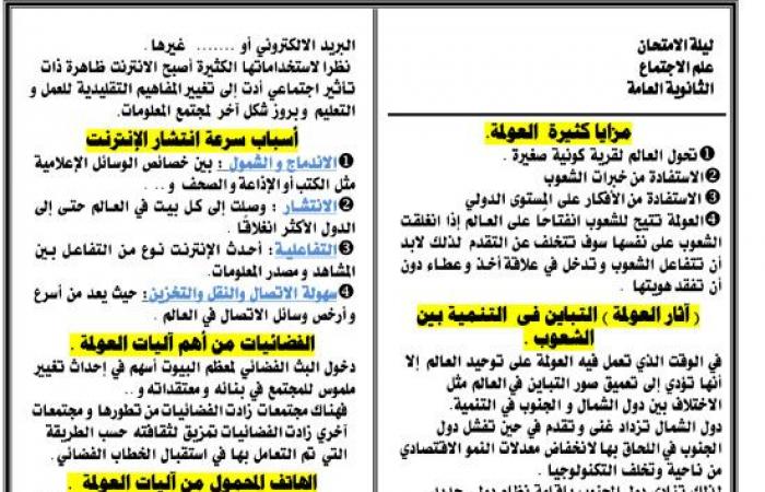 خلاصة مادة علم الاجتماع فى فيديو واحد.. دقائق تضع يدك على المنهج كاملا.. شرح مبسط لأهم الأجزاء ونصائح للمذاكرة والاستيعاب.. وصفة لورقة الأسئلة ودليل كامل بأفضل الإجابات النموذجية الوافية