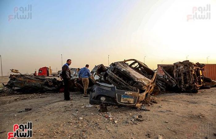 لحظات الرعب فى حادث الأوسطى.. المصابون لـ"اليوم السابع": شاهدنا الموت بأعيننا ولا نصدق أننا على قيد الحياة.. على: "كنت نايم صحيت على نار ولهب وعربيات مقلوبة".. ويؤكد: تواجد الإسعاف والشرطة أنقذ حياتنا.. فيديو