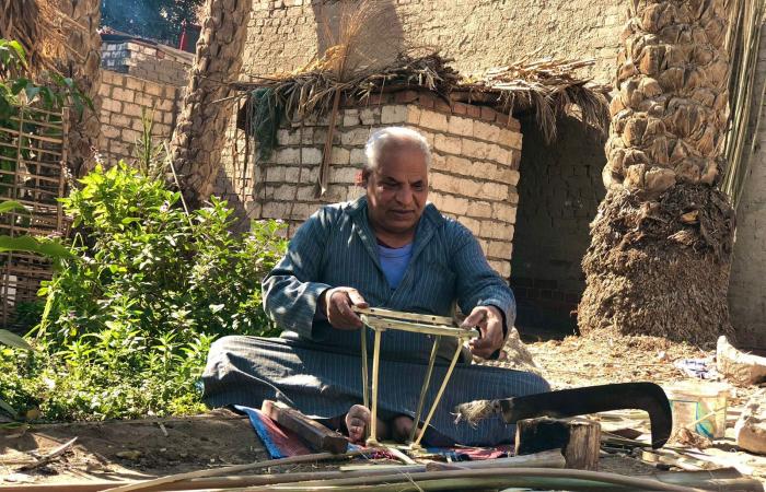 صناعة منتجات الجريد بسقارة.. تراث تصونه إبداعات عبد التواب زلط منذ 55 عامًا.. رحلة بدأها طفلا بأقفاص الخضار وبلمسة جمالية شكل تحف وأنتيكات.. ويؤكد: تطوير المهنة حافظ عليها من الاندثار.. ومنتجاتنا تصدر للخارج